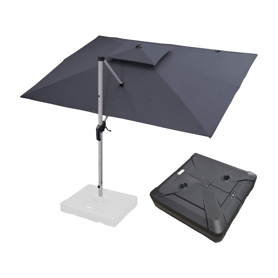 PURPLE LEAF Parasol Déporté Classique à Toit Double Rectangulaire avec socle