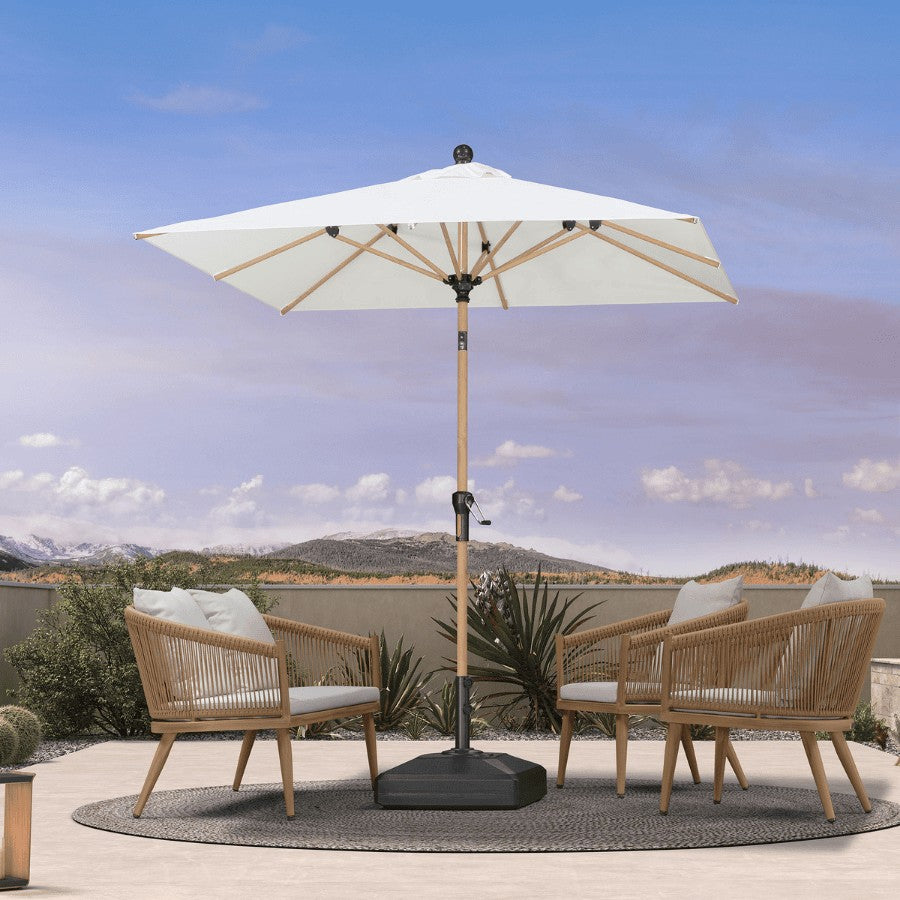 PURPLE LEAF Parasol Droit Inclinable de Marché d'Extérieur en Aluminium avec Effet Bois Pour Table de Jardin Carré Rectangle Rond