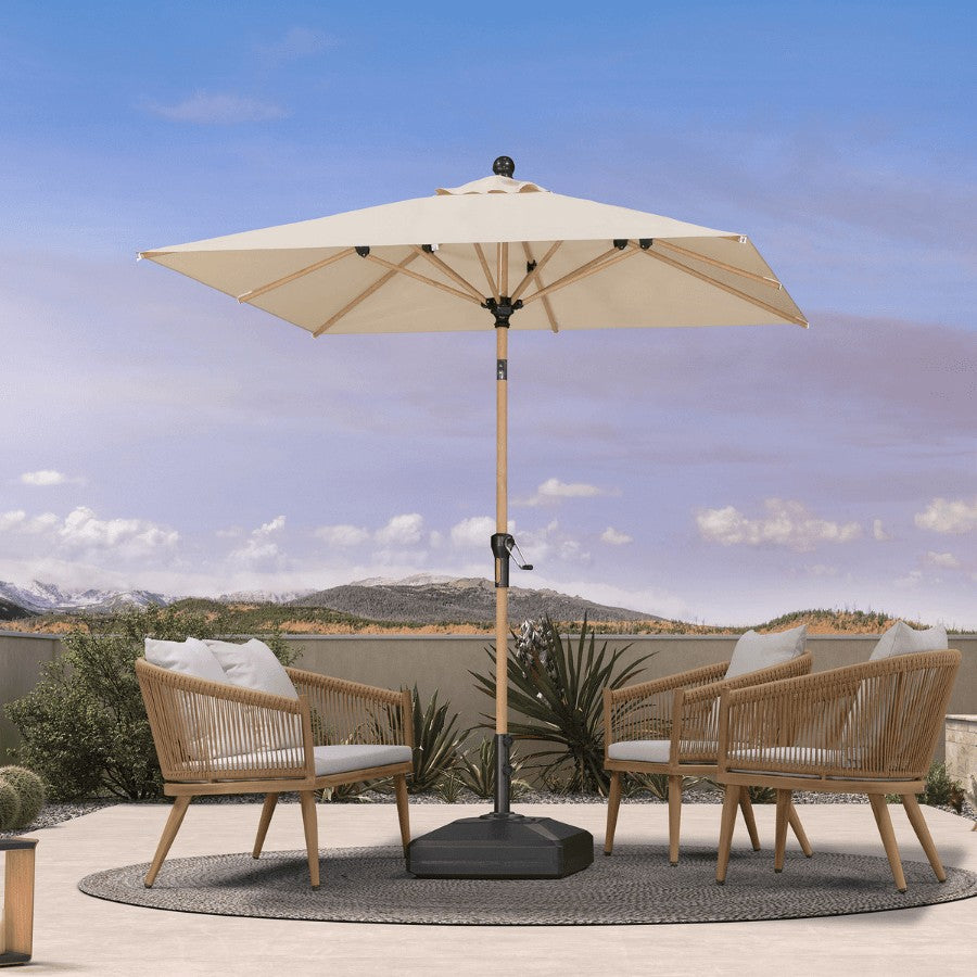 PURPLE LEAF Parasol Droit Inclinable de Marché d'Extérieur en Aluminium avec Effet Bois Pour Table de Jardin Carré Rectangle Rond