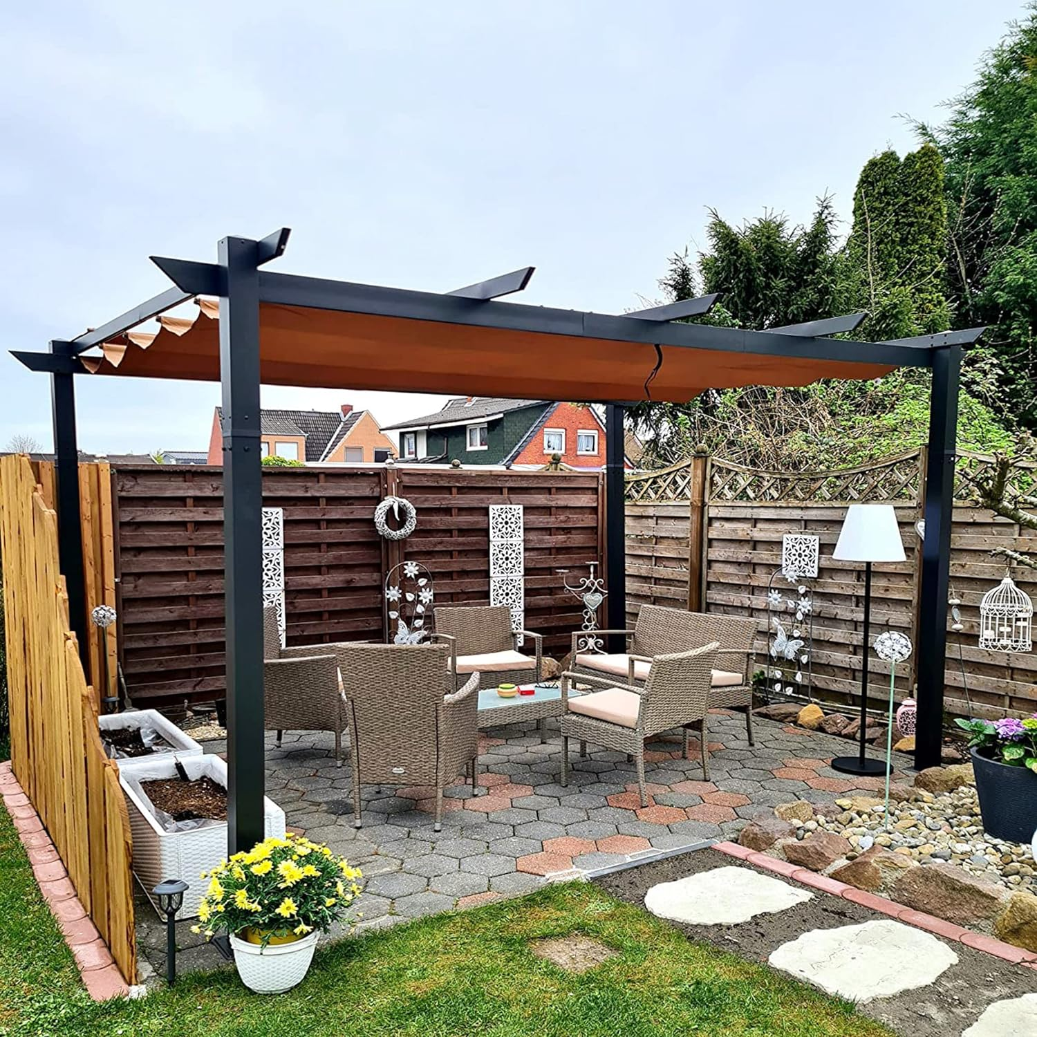 PURPLE LEAF Pergola rétractable extérieure avec abri de pergola en aluminium pour terrasse pare-soleil auvent pour terrasse d'arrière-cour
