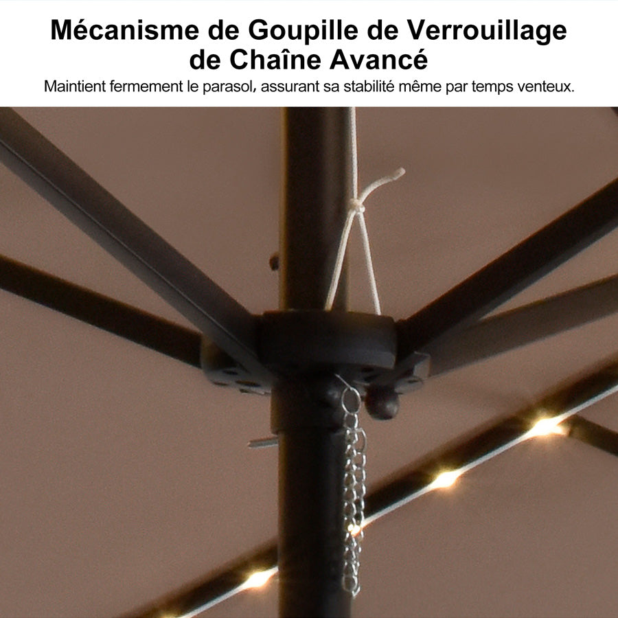 PURPLE LEAF Parasol de Jardin Double Aluminium avec lumières LED, Avec Socle, pour Terrasse, Jardin, Balcon et Piscine