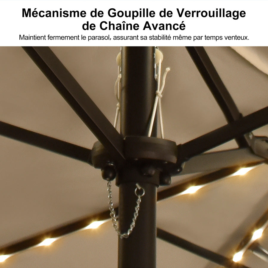 PURPLE LEAF Parasol de Jardin Double Aluminium avec lumières LED, Avec Socle, pour Terrasse, Jardin, Balcon et Piscine