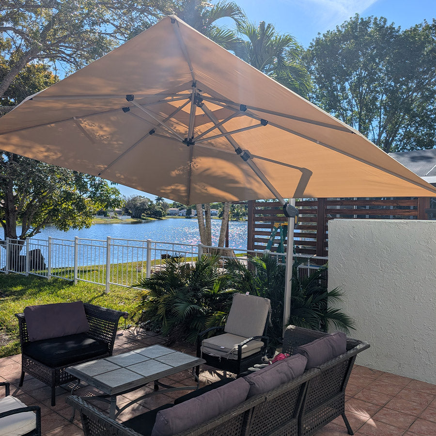 PURPLE LEAF Parasol Déporté Inclinable Rectangulaire, Parasol De Jardin Extérieur Toit à Double Rotatif 360°, Parasol Terrasse Extérieur