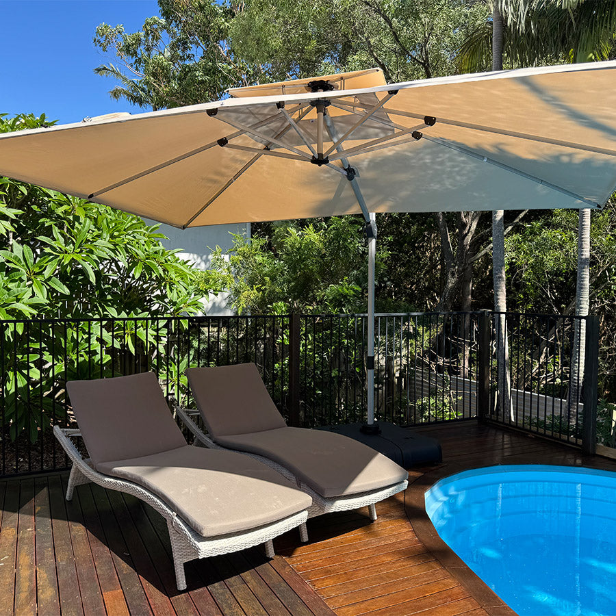 PURPLE LEAF Parasol Déporté Inclinable Rectangulaire, Parasol De Jardin Extérieur Toit à Double Rotatif 360°, Parasol Terrasse Extérieur