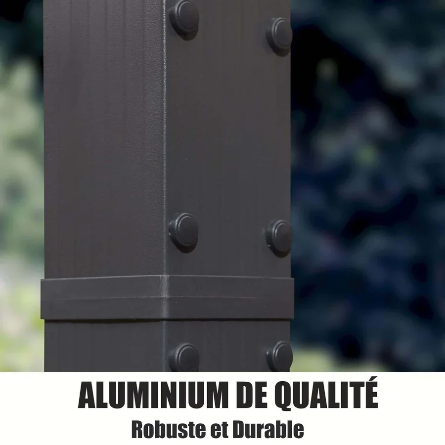PURPLE LEAF Pergola Aluminium Tissu Teint en Fil Pergola pour Terrasse Exterieur, Toit Coulissante, Pavillon De Jardin Guirlande Lumineuse Blanc Lait