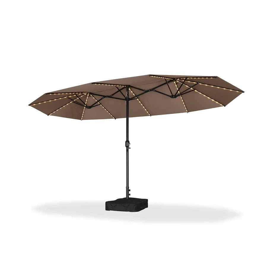 PURPLE LEAF Parasol de Jardin Double Aluminium avec lumières LED, Avec Socle, pour Terrasse, Jardin, Balcon et Piscine