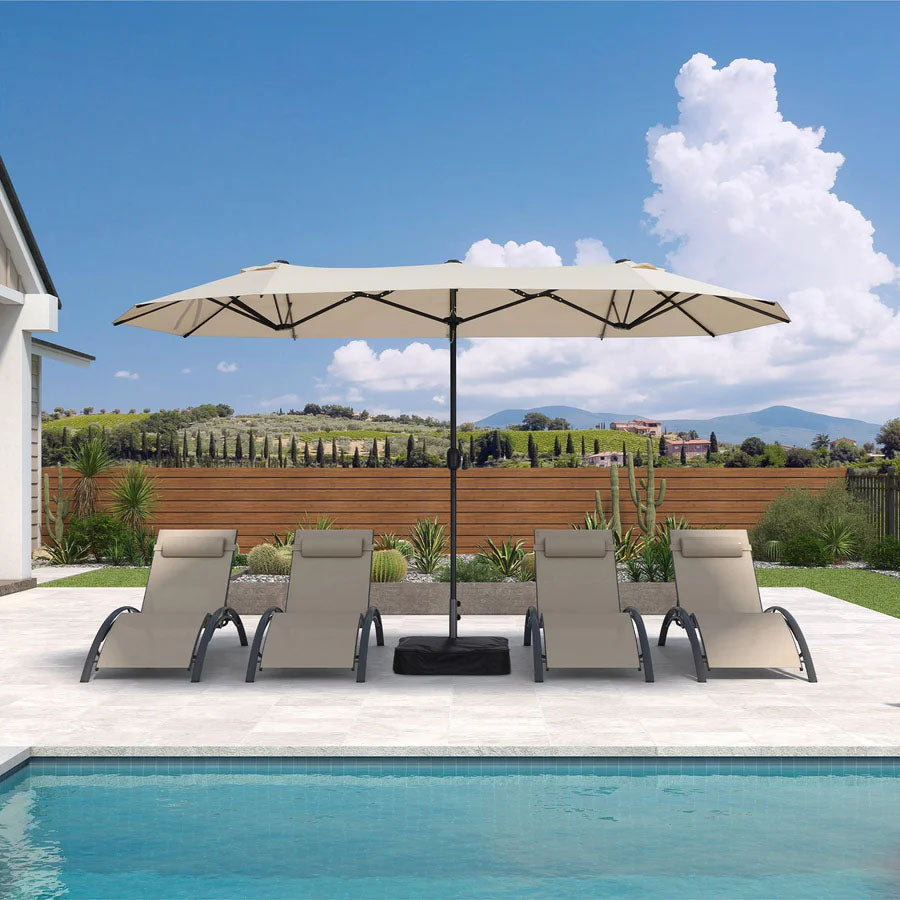 PURPLE LEAF Parasol de Jardin Extérieur, Grand Parasol Double avec Base, pour Terrasse, Jardin, Balcon et Piscine
