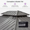 PURPLE LEAF Tonnelle de Jardin Pour Terrasse | Toit Rigide en Acier Galvanisé avec Rideaux Améliorés | Gris Clair
