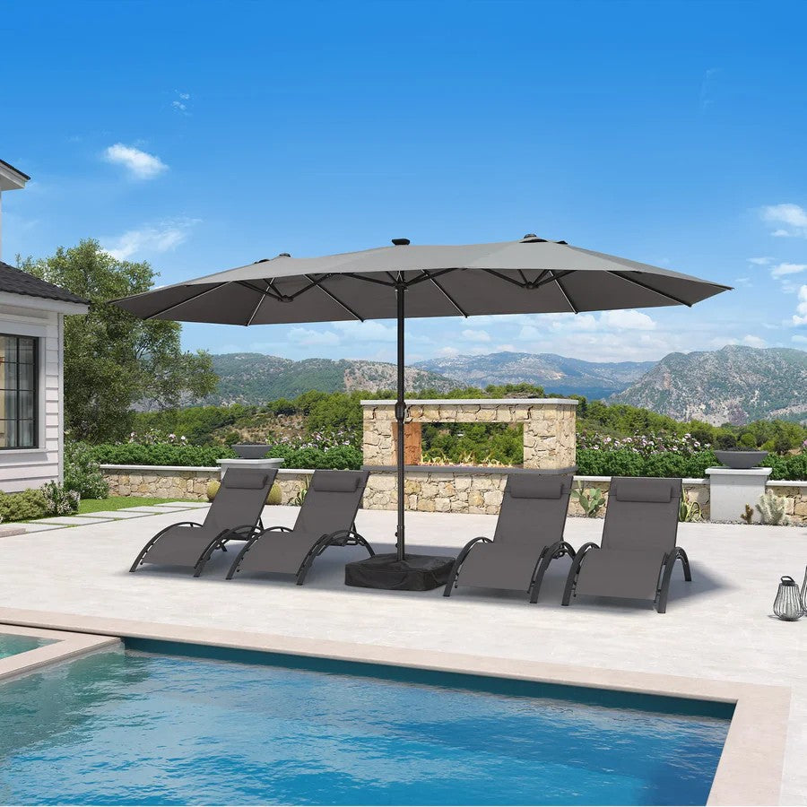 PURPLE LEAF Parasol de Jardin Double Aluminium avec lumières LED, Avec Socle, pour Terrasse, Jardin, Balcon et Piscine