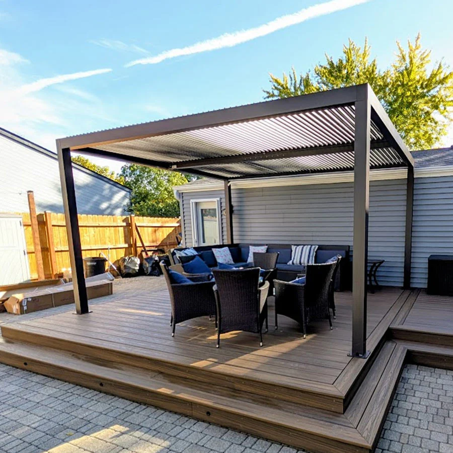 PURPLE LEAF Pergola Bioclimatique Pergola Aluminium Lames Orientables Tonnelle de Jardin Imperméable pour Terrasse Extérieur Carport, Anthracite