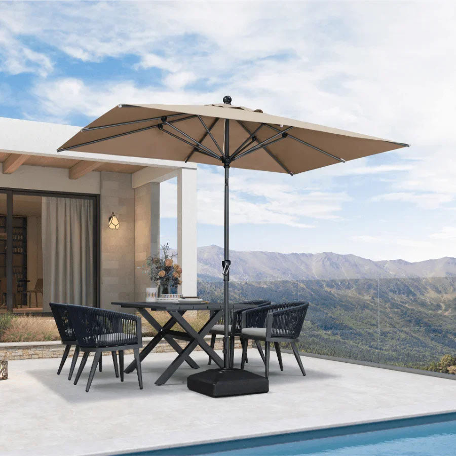 PURPLE LEAF Parasol inclinable en aluminium à mât droit, Carré, Rectangulaire et Rond, Avec Socle