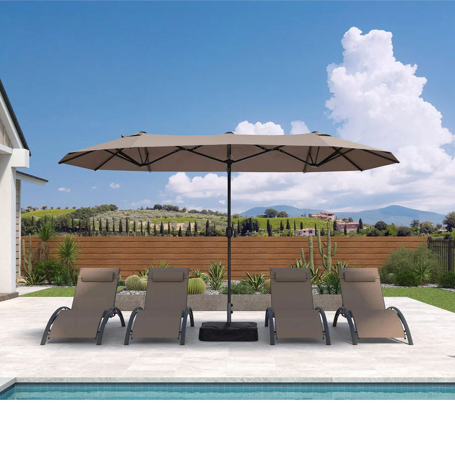 PURPLE LEAF Parasol de Jardin Extérieur, Grand Parasol Double avec Base, pour Terrasse, Jardin, Balcon et Piscine