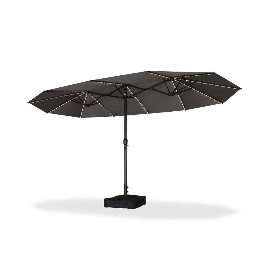 PURPLE LEAF Parasol de Jardin Double Aluminium avec lumières LED, Avec Socle, pour Terrasse, Jardin, Balcon et Piscine