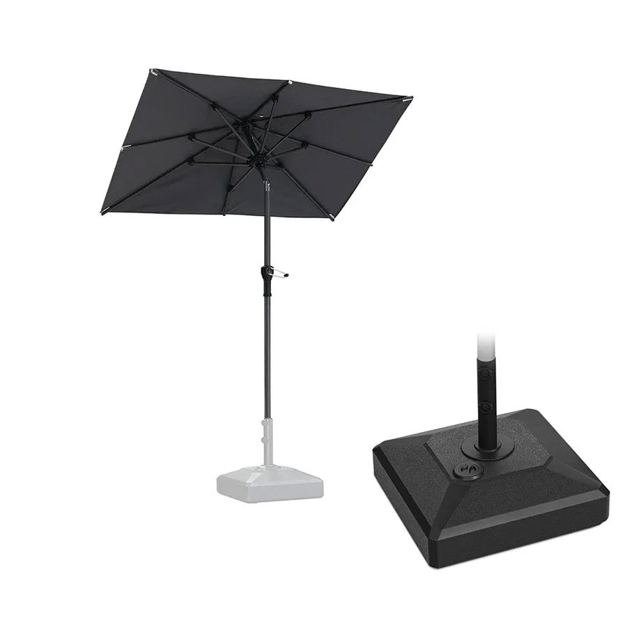 PURPLE LEAF Parasol inclinable en aluminium à mât droit, Carré, Rectangulaire et Rond, Avec Socle