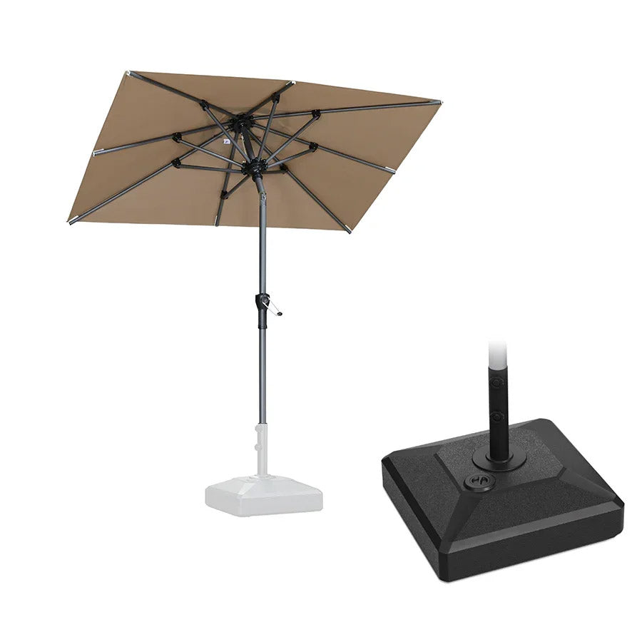 PURPLE LEAF Parasol inclinable en aluminium à mât droit, Carré, Rectangulaire et Rond, Avec Socle