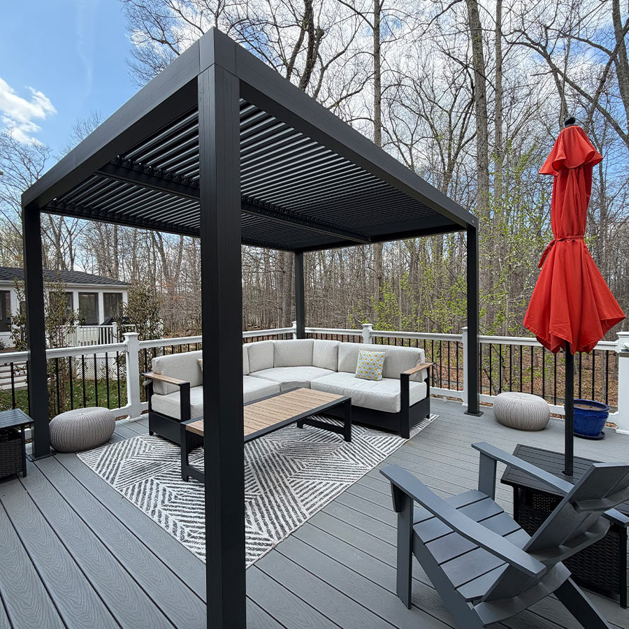 PURPLE LEAF Pergola Bioclimatique Pergola Aluminium Lames Orientables Tonnelle de Jardin Imperméable pour Terrasse Extérieur Carport, Anthracite