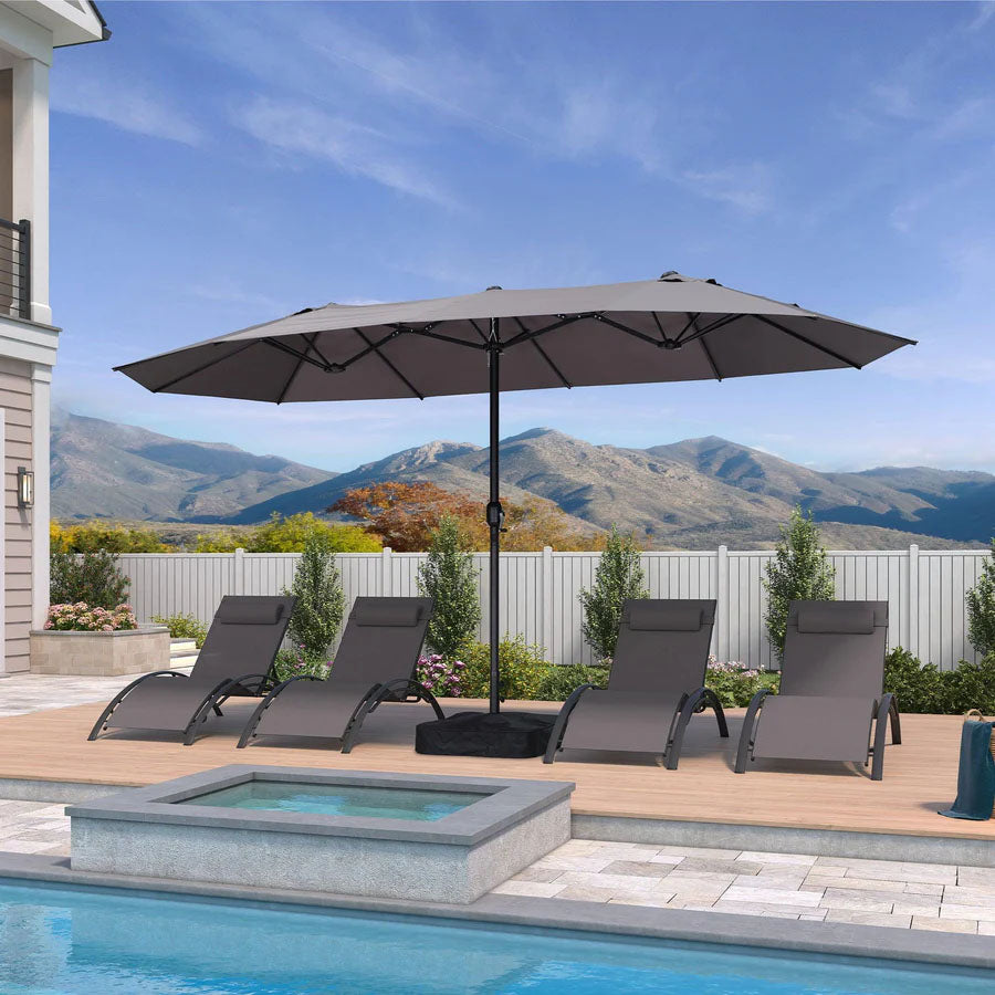 PURPLE LEAF Parasol de Jardin Extérieur, Grand Parasol Double avec Base, pour Terrasse, Jardin, Balcon et Piscine