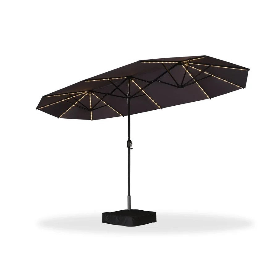 PURPLE LEAF Parasol de Jardin Double Aluminium avec lumières LED, Avec Socle, pour Terrasse, Jardin, Balcon et Piscine