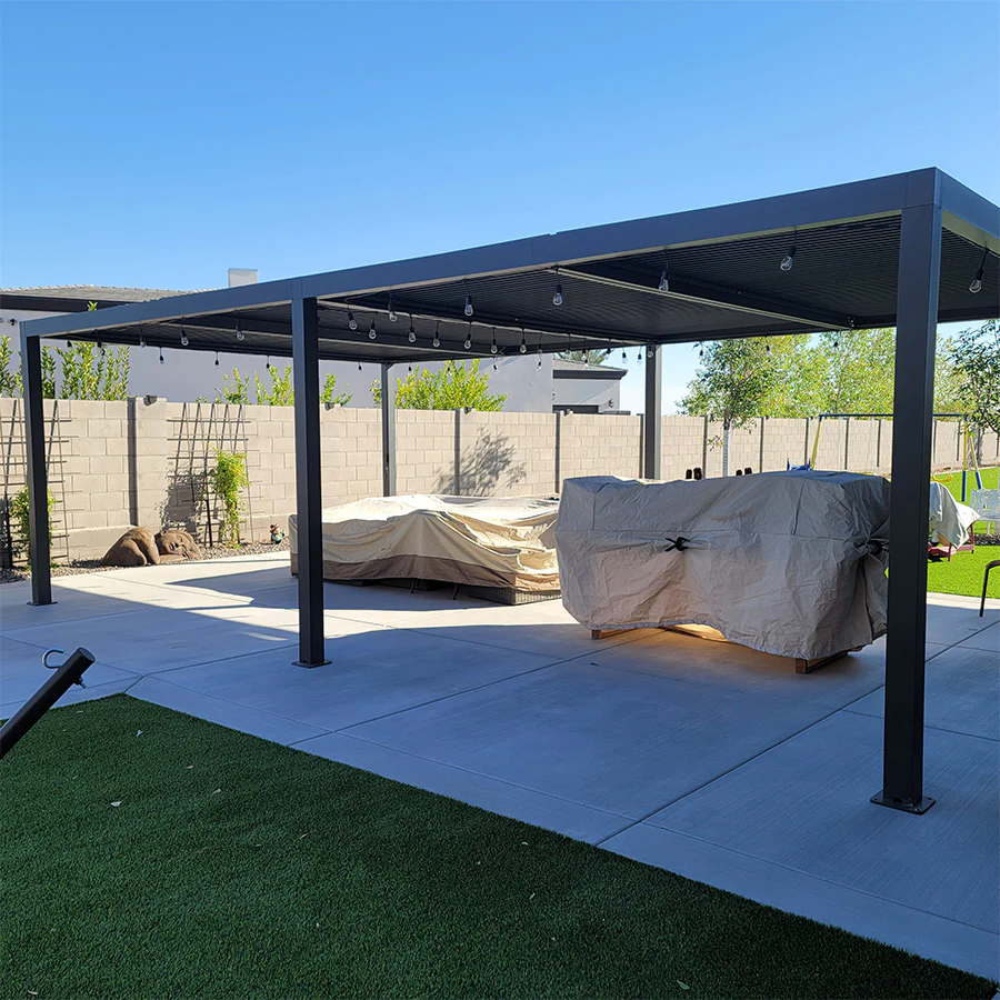 PURPLE LEAF Pergola Bioclimatique Pergola Aluminium Lames Orientables Tonnelle de Jardin Imperméable pour Terrasse Extérieur Carport, Anthracite