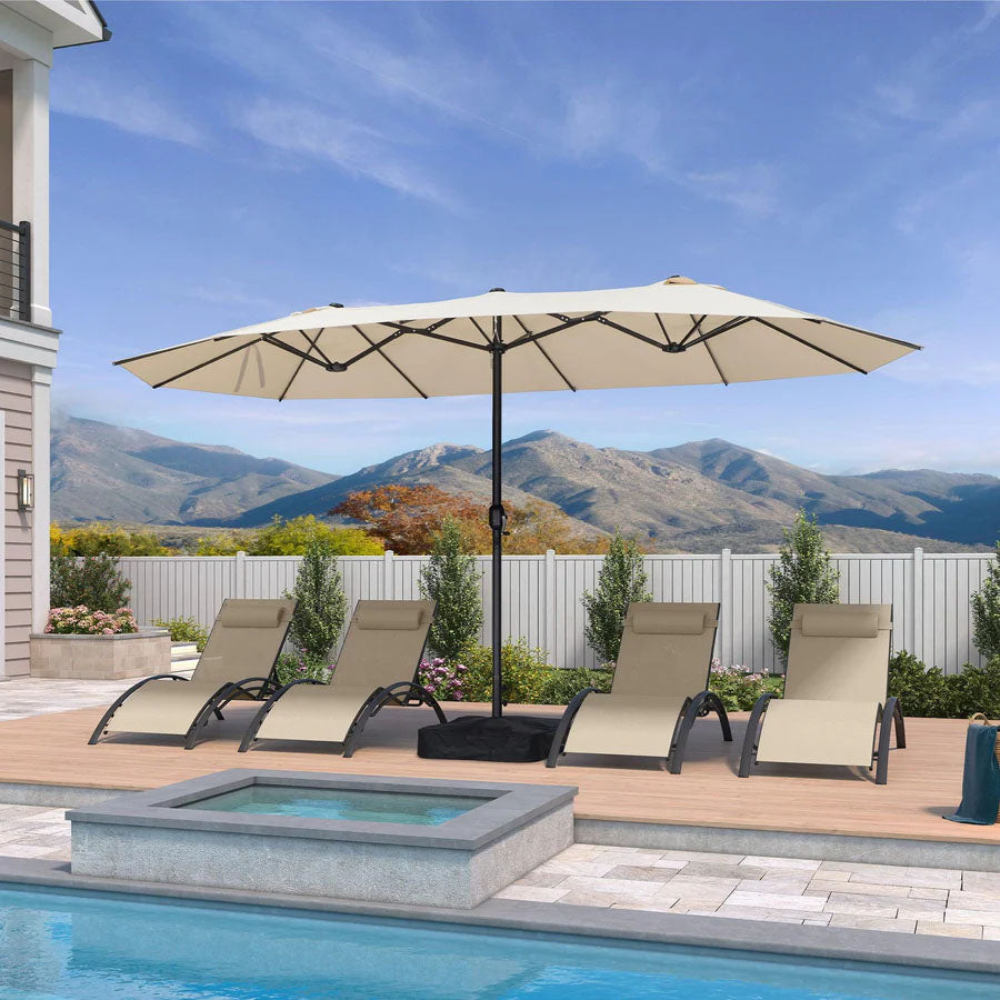 PURPLE LEAF Parasol de Jardin Extérieur, Grand Parasol Double avec Base, pour Terrasse, Jardin, Balcon et Piscine