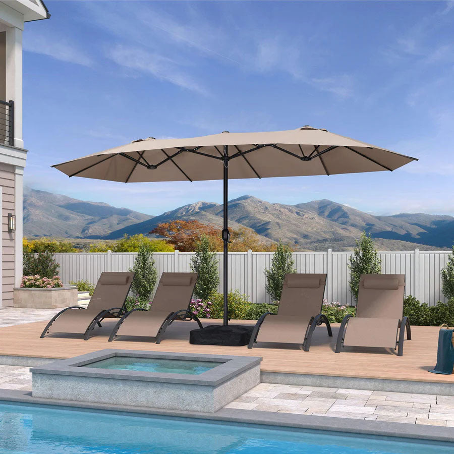 PURPLE LEAF Parasol de Jardin Extérieur, Grand Parasol Double avec Base, pour Terrasse, Jardin, Balcon et Piscine