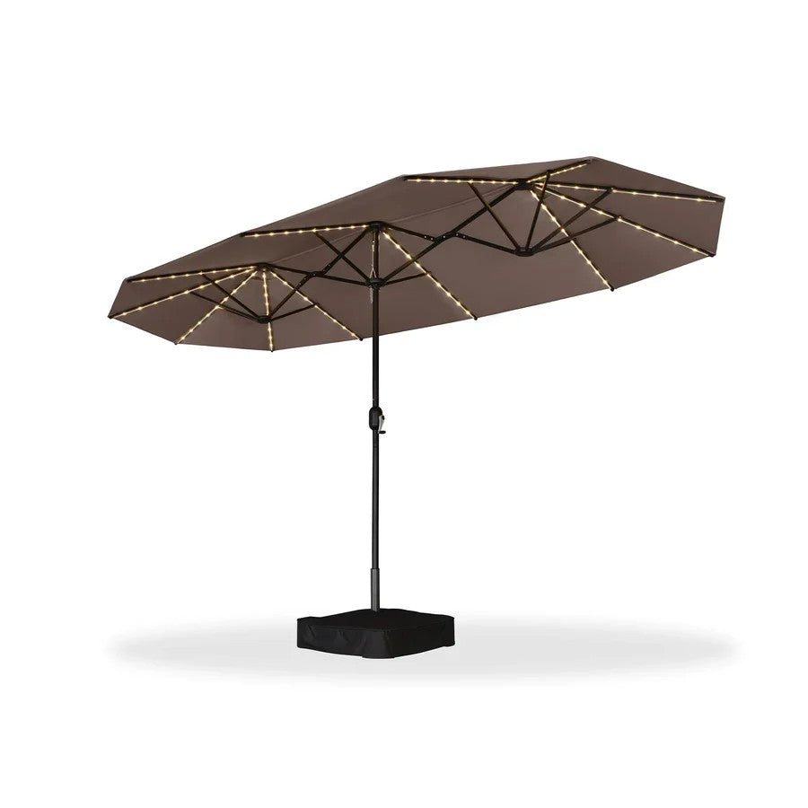 PURPLE LEAF Parasol de Jardin Double Aluminium avec lumières LED, Avec Socle, pour Terrasse, Jardin, Balcon et Piscine
