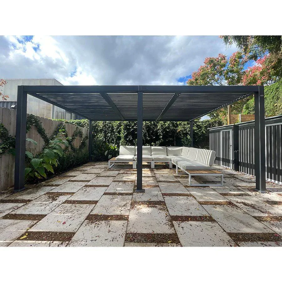 PURPLE LEAF Pergola Bioclimatique d'extérieur en aluminium à toit réglable pour terrasse et jardin grise