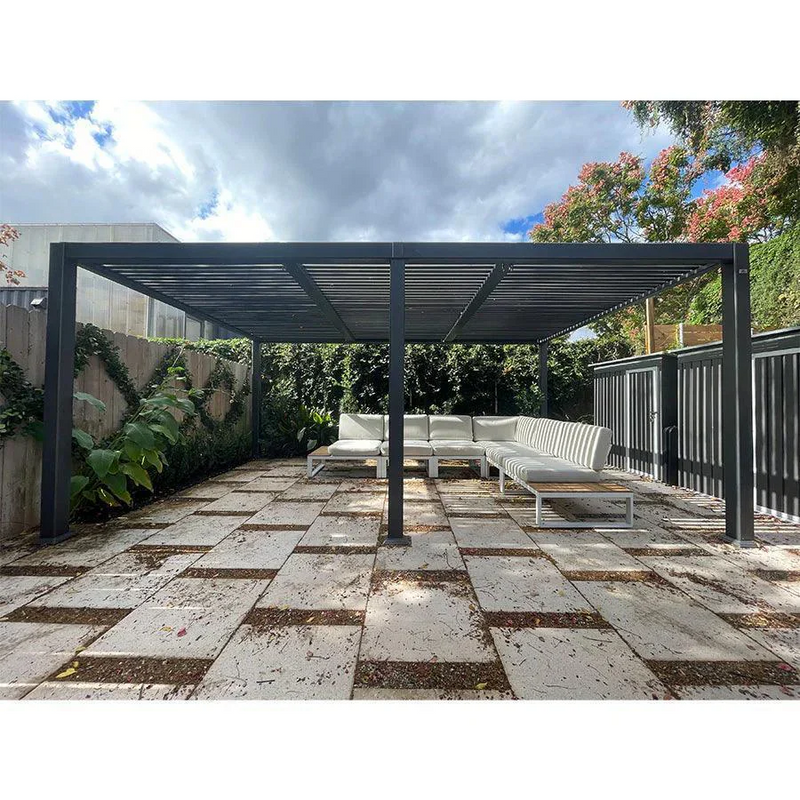 PURPLE LEAF Pergola Bioclimatique d'extérieur en aluminium à toit réglable pour terrasse et jardin grise