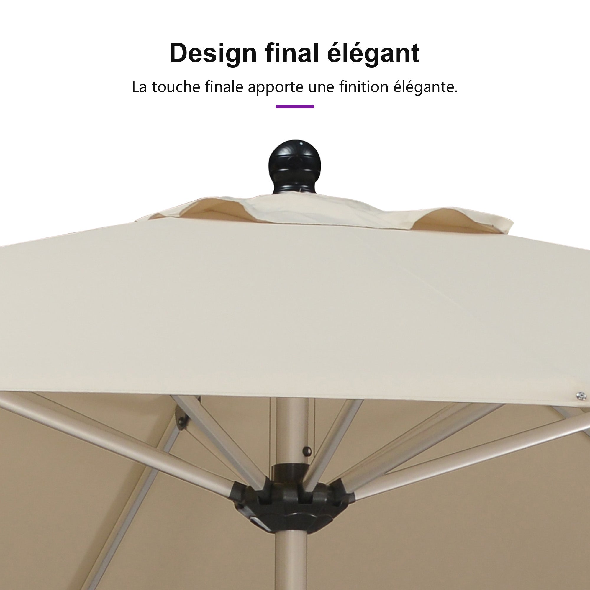 PURPLE LEAF Parasol Droit de Marché avec Système de Manivelle Visible Carré Rectangle Rond