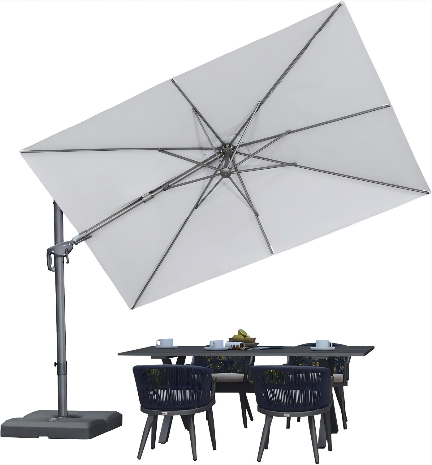 PURPLE LEAF Parasol Déporté Économique avec Cadre Gris Acier Parasol d'Extérieur Grands Parasols de Patio Carré Rectangulaire