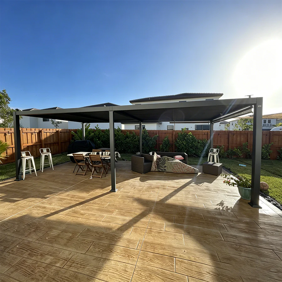 PURPLE LEAF Pergola Bioclimatique d'extérieur en aluminium à toit réglable pour terrasse et jardin grise