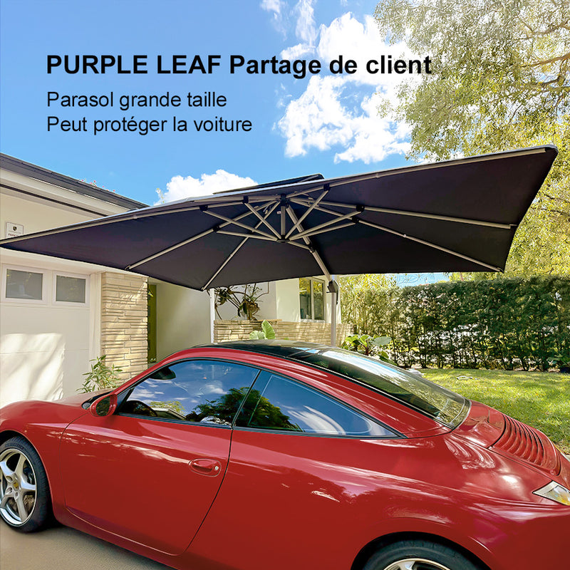 PURPLE LEAF Parasol Déporté Inclinable Rectangulaire, Parasol De Jardin Extérieur Toit à Double Rotatif 360°, Parasol Terrasse Extérieur