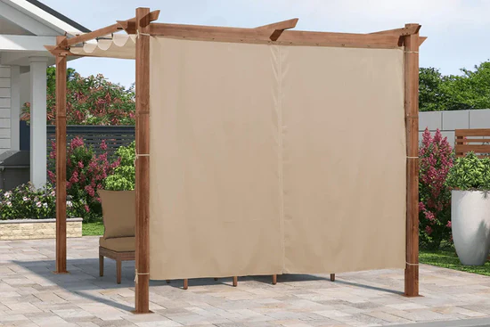 PURPLE LEAF Parasol Déporté 3x3m Carré - Toit Double Rotatif 360° Avec Housse - Kaki Marron