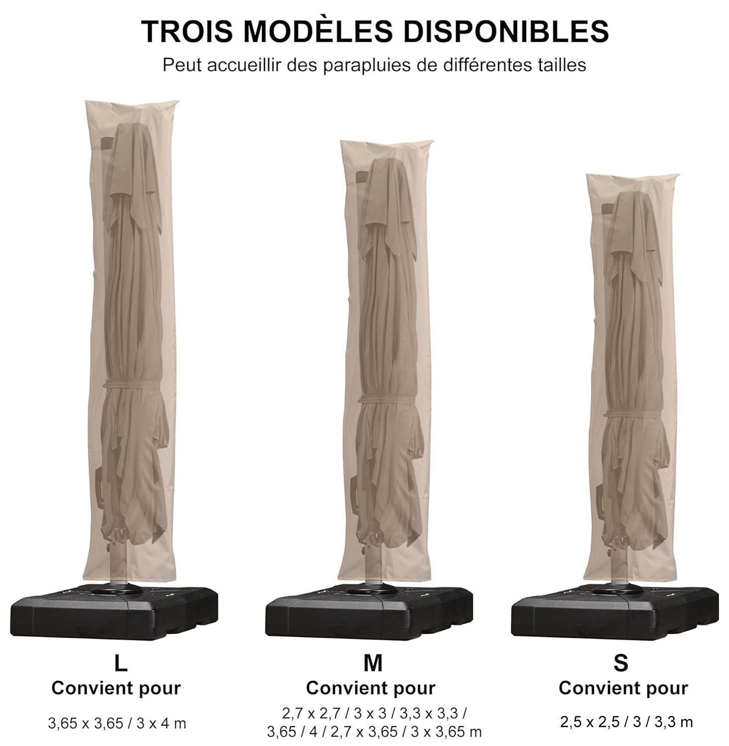 PURPLE LEAF Housse de parasol déporté avec fermeture éclair pour parasol extérieur et parasol de patio