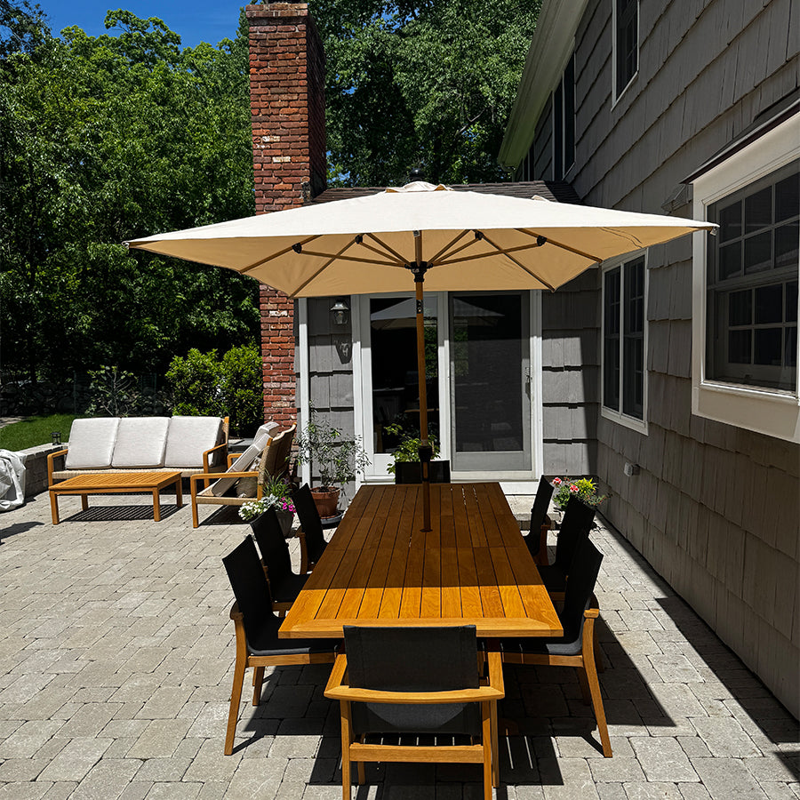 PURPLE LEAF Parasol Droit Inclinable de Marché d'Extérieur en Aluminium avec Effet Bois Pour Table de Jardin Carré Rectangle Rond