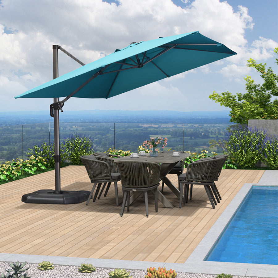 PURPLE LEAF Parasol De Jardin Exterieur Parasol Déporté Rotatif 360°, Parasol Excentré Inclinable, Parasol Suspendu Balcon