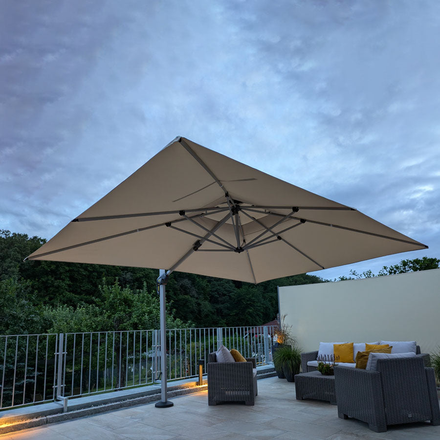 PURPLE LEAF Parasol Déporté Inclinable Rectangulaire, Parasol De Jardin Extérieur Toit à Double Rotatif 360°, Parasol Terrasse Extérieur