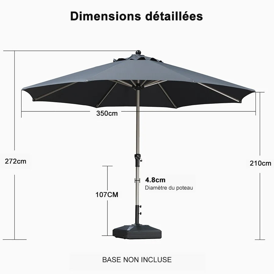 PURPLE LEAF Parasol Droit de Marché avec Système de Manivelle Visible Carré Rectangle Rond