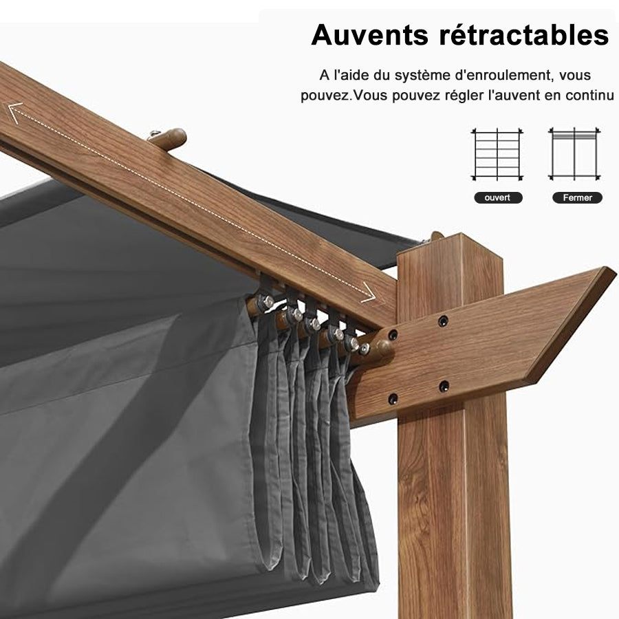 PURPLE LEAF Pergola rétractable extérieure avec pare-soleil auvent abri en métal pour patio de jardin porche pavillon de plage