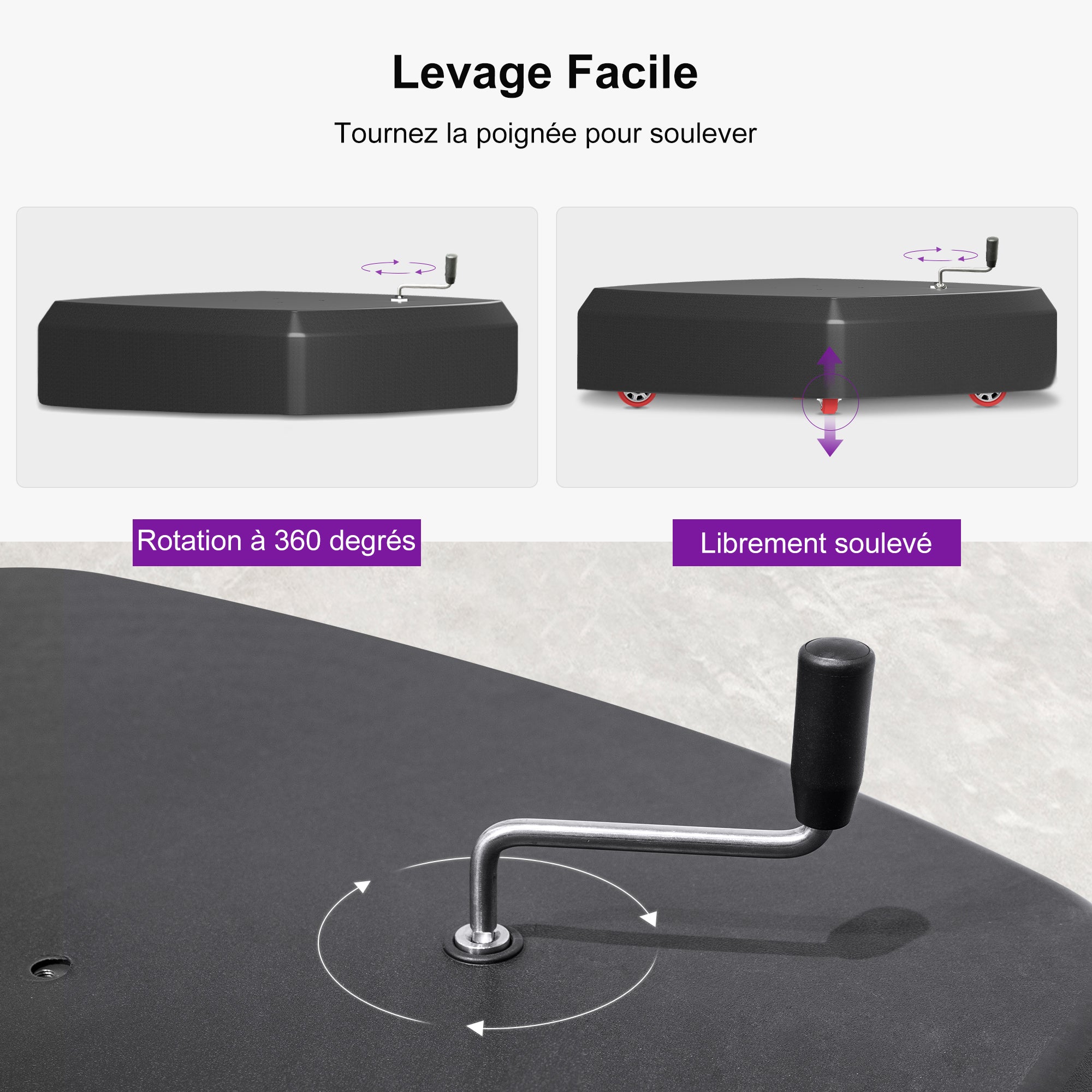 PURPLE LEAF Base de Parasol à Roulettes ZYBASE-8