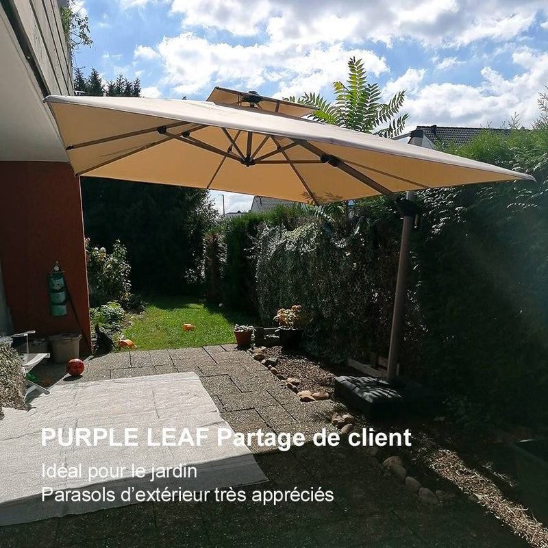 PURPLE LEAF Parasol Déporté Inclinable Rectangulaire, Parasol De Jardin Extérieur Toit à Double Rotatif 360°, Parasol Terrasse Extérieur
