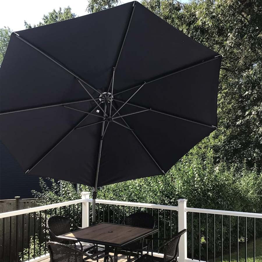 PURPLE LEAF Parasol De Jardin Extérieur Rond, Parasol Déporté Rotatif 360°, Parasol Excentré Inclinable, Parasol Suspendu Balcon