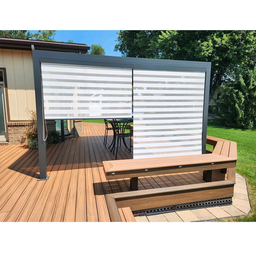 PURPLE LEAF Pergola Bioclimatique Alunimium Toit à Lames Orientables Réglables Tonnelle de Jardin Autoportante avec Stores Enrouleurs Pavillon de Jardin Hardtop Imperméable Abri Terrasse Anthracite