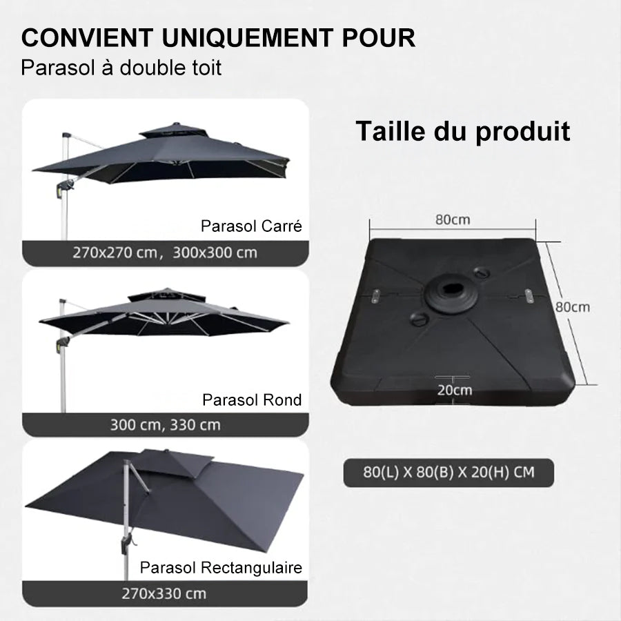 PURPLE LEAF Base de Parasol à Double Toit Remplie d'Aau et de Sable ZYBASE-1 et ZYBASE-1N