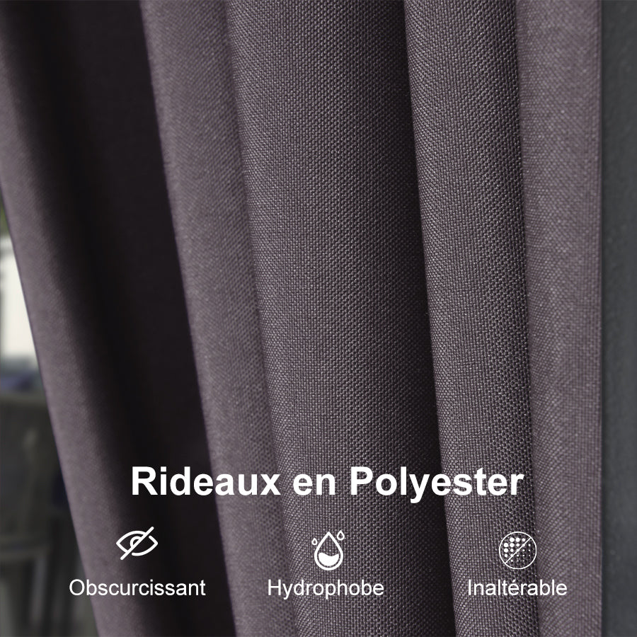 PURPLE LEAF Tonnelle Gris avec toit double en acier galvanisé, moustiquaires et rideaux - Excellent rapport qualité