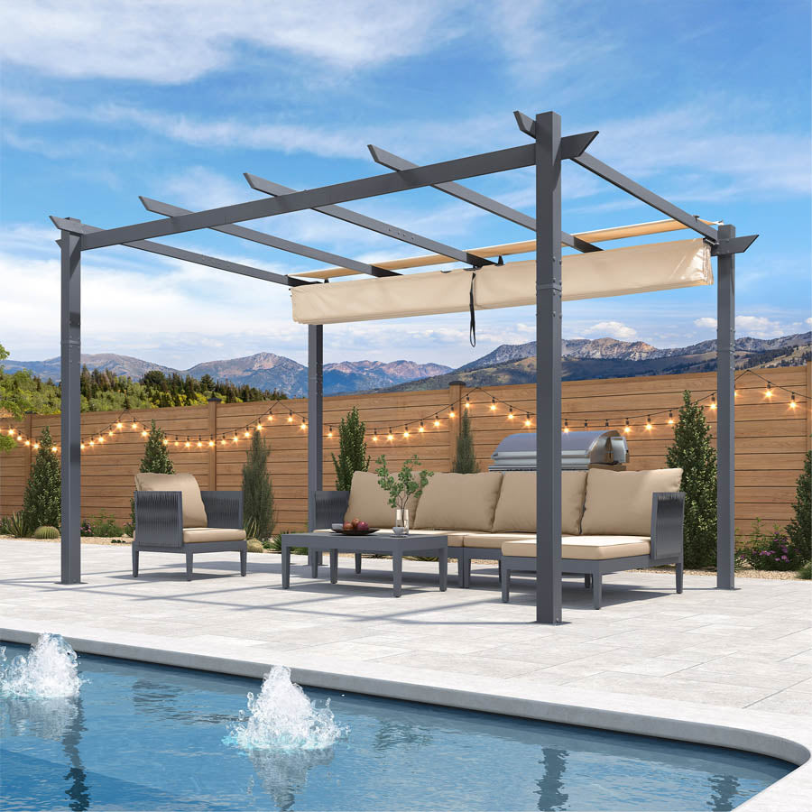 PURPLE LEAF Pergola Bioclimatique,Aluminium  Pergola,Avec Auvent,Pavillon de Jardin Rétractable,Pergola Terrasse