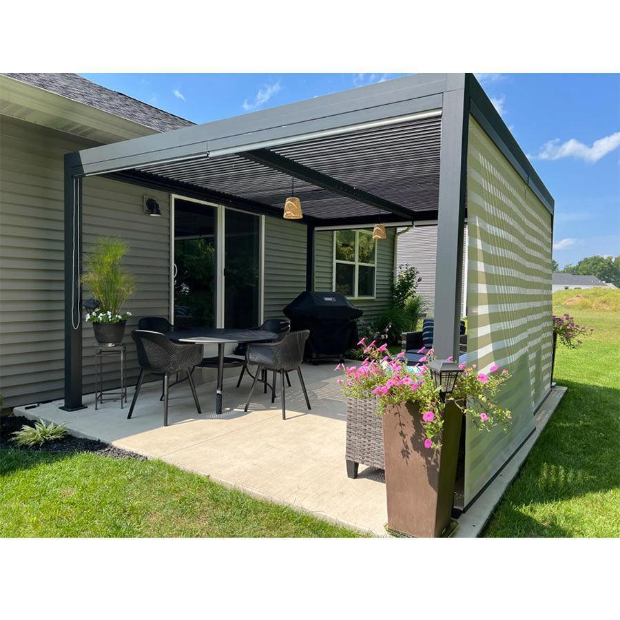 PURPLE LEAF Pergola Bioclimatique Alunimium Toit à Lames Orientables Réglables Tonnelle de Jardin Autoportante avec Stores Enrouleurs Pavillon de Jardin Hardtop Imperméable Abri Terrasse Anthracite