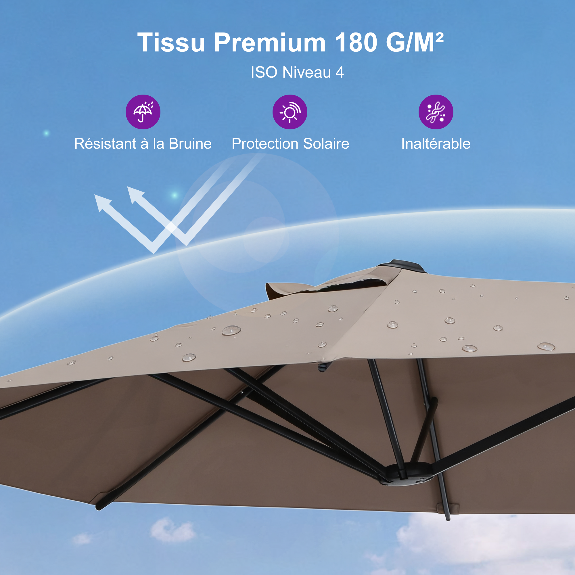 PURPLE LEAF Parasol de Jardin Extérieur, Grand Parasol Double avec Base, pour Terrasse, Jardin, Balcon et Piscine