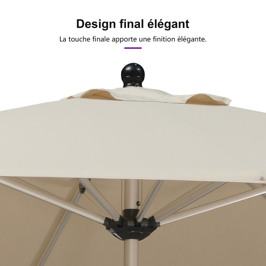 PURPLE LEAF Parasol Droit de Marché avec Système de Manivelle Visible Carré Rectangle Rond