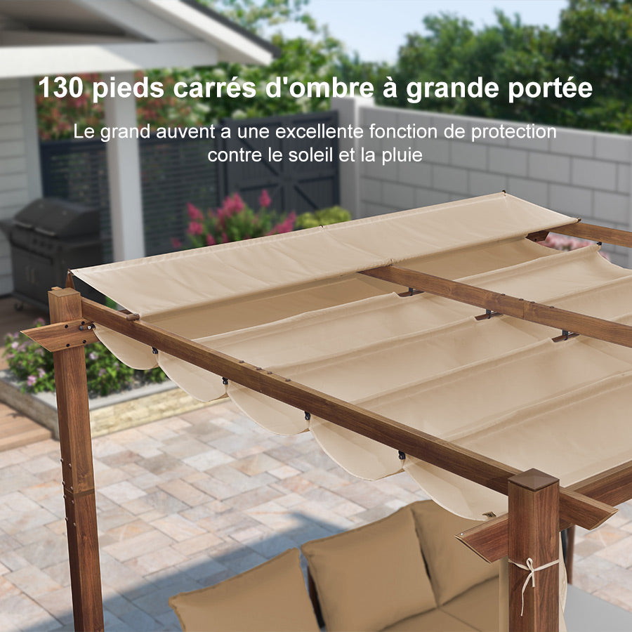 PURPLE LEAF Pergola rétractable extérieure avec pare-soleil auvent abri en métal pour patio de jardin porche pavillon de plage